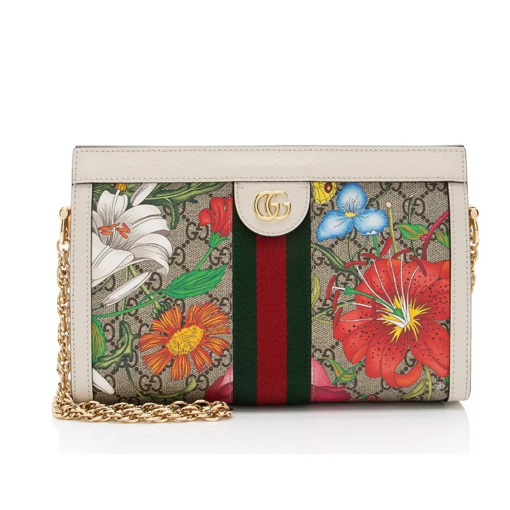 EUC GUCCI GG SUPREME MONOGRAM FLORA OPHIDIA Chain Shoulder Bag